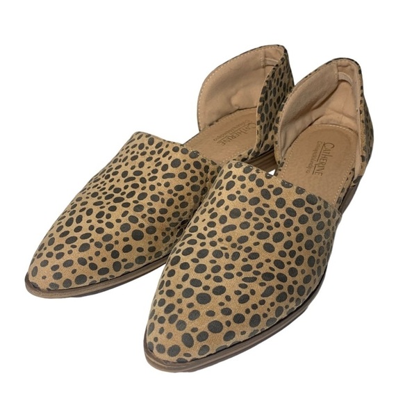 Catherine Malandrino D'Orsay Flats Size 6.5 US Tan Brown Cheetah Print Spotted - Picture 2 of 9